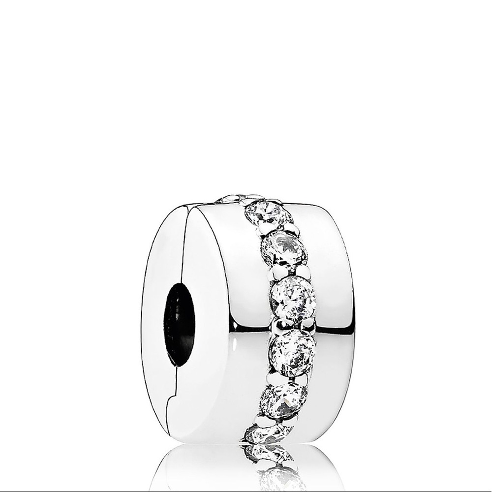 2 Matching Pandora Sterling Silver&CZ Shining Clip